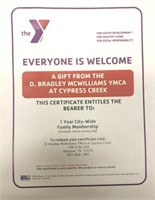 One Year Citywide Family Membership to the YMCA