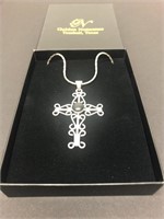 Sterling Silver Onyx Cross and Chain