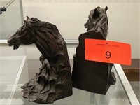 Bronze Horse Head Bookends -9" Tall