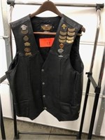 Harley Davidson XL Leather Vest with (17) Collecto