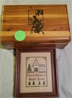 wood  box and christmas is Gods love