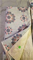 Hand Stitched Quilt - country blue / mauve