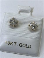 10KT YELLOW GOLD DIAMOND (0.98CT) EARRINGS.