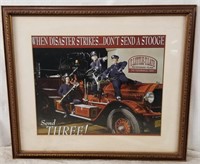 3 Stooges Fire Truck Litho Print