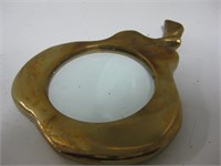 HEAVY BRASS MAGNIFYING GLASS pear shaped
