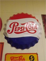 Vintage Embossed 28" Pepsi Cola Cap Sign