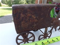 Vintage Metal Horse Delivery Wagon Toy
