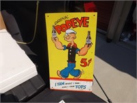 Vintage Popeye 5 Cent Drink Metal Sign