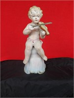 Vintage Porcelain Violin Playing Cherub Figurine