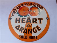 Porcelain Harrison's Heart Orange Round Sign
