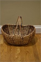 Double handled woven egg style basket