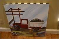 Edge Gallery Red Truck Original Oil on Canvas