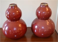 Pair of Maroon Ceramic Vases