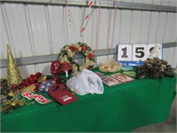 GROUP OF CHRISTMAS ITEMS-WREATHS, CANDY CANES,