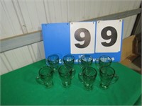 8 COCA COLA GLASS HANDLED MUGS
