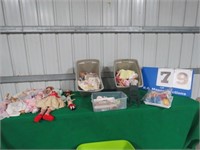 GROUP OF DOLLS, DOLL CLOTHES, DOLL CHAIR,