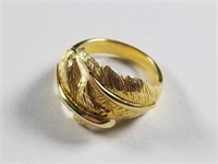 .925 Gold Tone Leaf Ring