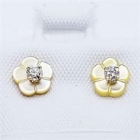 14K GOLD 2 DIA MOTHER OF PEARL FLOWER JACKET