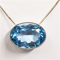 4387K YELLOW GOLD NATURAL BLUE TOPAZ NECKLACE