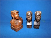 3 wood sculptures