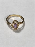 Size 9.5 Gold Tone Ring with CZ Stones