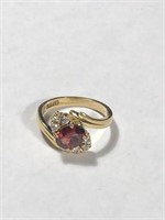 Size 6 14 kGP Garnet And Accent Ring