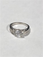 Size 7 White Gold And 3 CZ Stone Ring