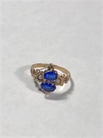 Size 6.5 10k Royal Blue CZ Ring