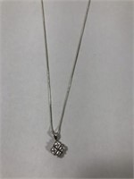 .925 Box Link Chain with CZ Pendant