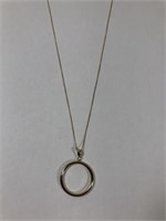 Gold Tone .925 Chain with Round Ring Pendant