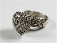 Large .925 Heart Ring with CZ Stones