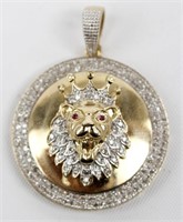 DIAMOND LION KING PENDANT 10K YELLOW GOLD