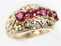 ANTIQUE 14K YELLOW GOLD AND PINK TOPAZ BAND