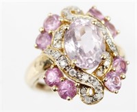 14K YELLOW GOLD AND PINK TOPAZ FASHION RING