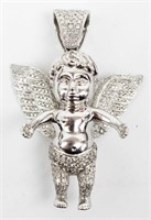 DIAMOND  BABY ANGEL PENDANT 14K WHITE GOLD