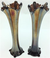 2 FENTON CARNIVAL STRETCH VASES