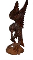 15 and 1/2 in tall Ironwood Eagle sculpture has