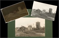 LAKEVILLE, IN. RR DEPOT GLASS NEGATIVE AND RPPC