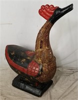 Large Crested Bird Statue Carved Wood