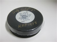 ANDY BATHGATE AUTOGRAPHED TORONTO MAPLE LEAFS PUCK