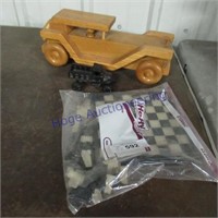 Wood car & small chess game
