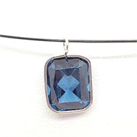 Valued $500   Silver Blue Topaz Pendant Necklace