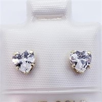 Valued $100 9K  Heart Shaped Cz Stud Earrings
