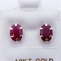Valued $600 10K  Oval Ruby Stud(1.6ct) Earrings