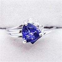 Valued $2600 10K  Tanzanite(1.1ct) Diamond Ring