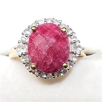 Valued $300  Gold Plated Silver Ruby And Diamond R