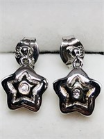 Valued $120 S/Sil  Diamond Earrings