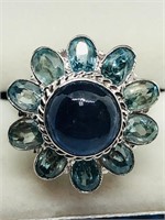 Valued $320 S/Sil Sapphire Blue Zircon Ring
