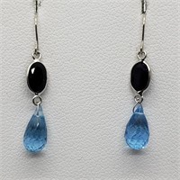 Valued $800 14K  Blue Topaz(2.7ct) Sapphire Earrin