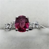 Valued $2600 10K  Ruby(1.7ct) 4 Dia Ring